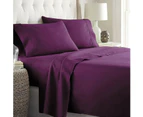 Purple 1000TC 4PCS Single/KS/Double/Queen/King Bed Flat Fitted Sheet Set Pillowcase