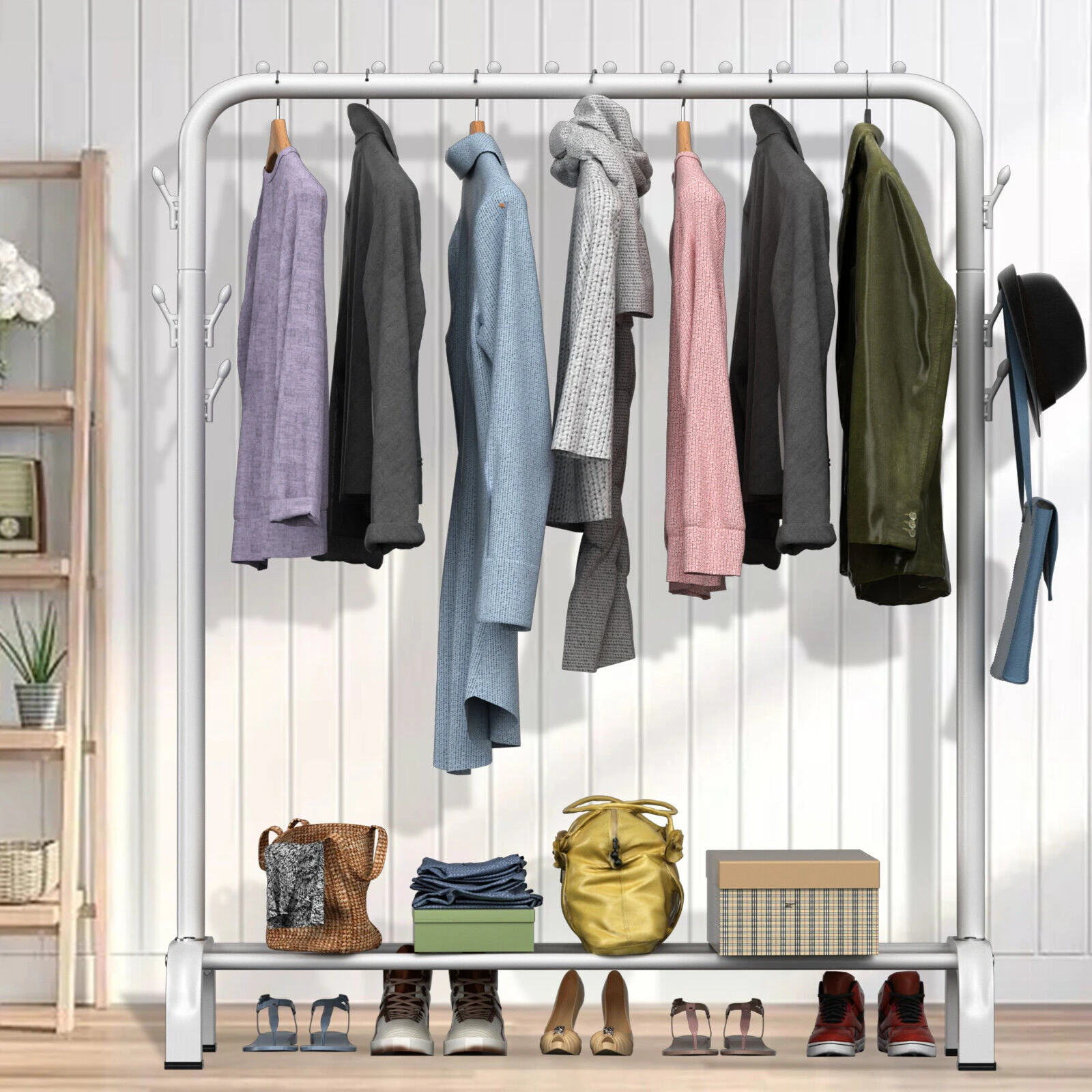 Heavy Duty Clothes Rail Rack Hanging Garment Display Shoe Storage Stand Shelf