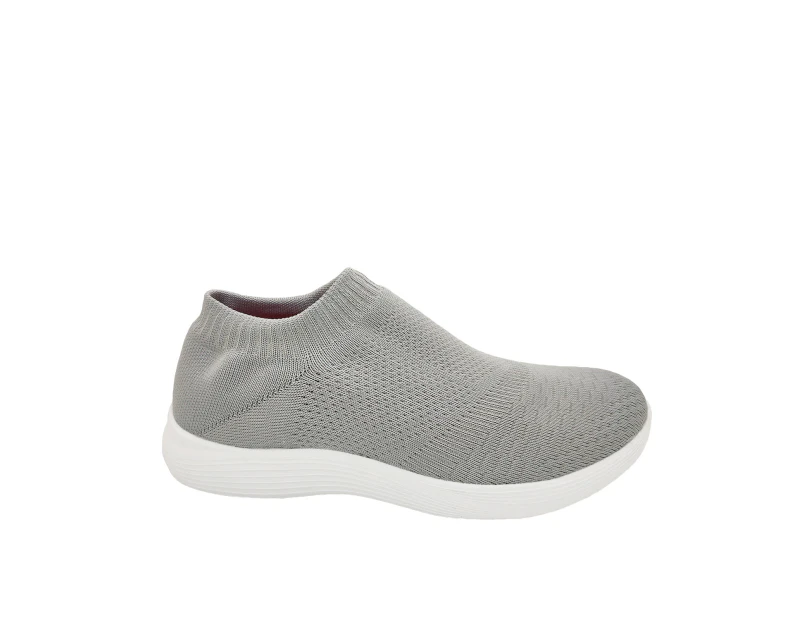 MVP Fly Mens Shoes Knitted Top Pull On Casual Lightweight Sole Soft - Grey