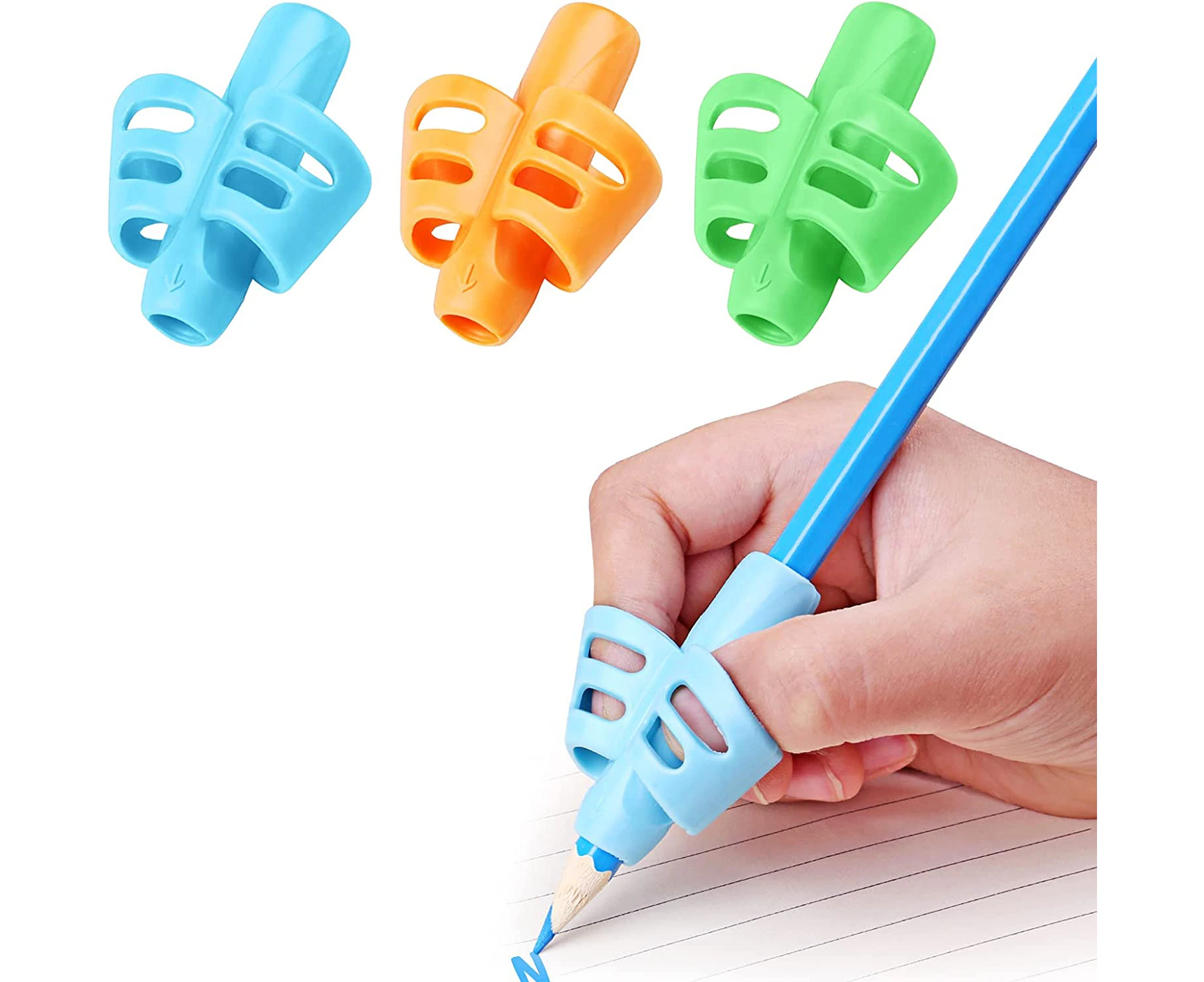 3 Pack Pencil Grips, Pencil Grips for Kids Handwriting, Children Pen Writing Aid Grip Set Posture Correction Tool