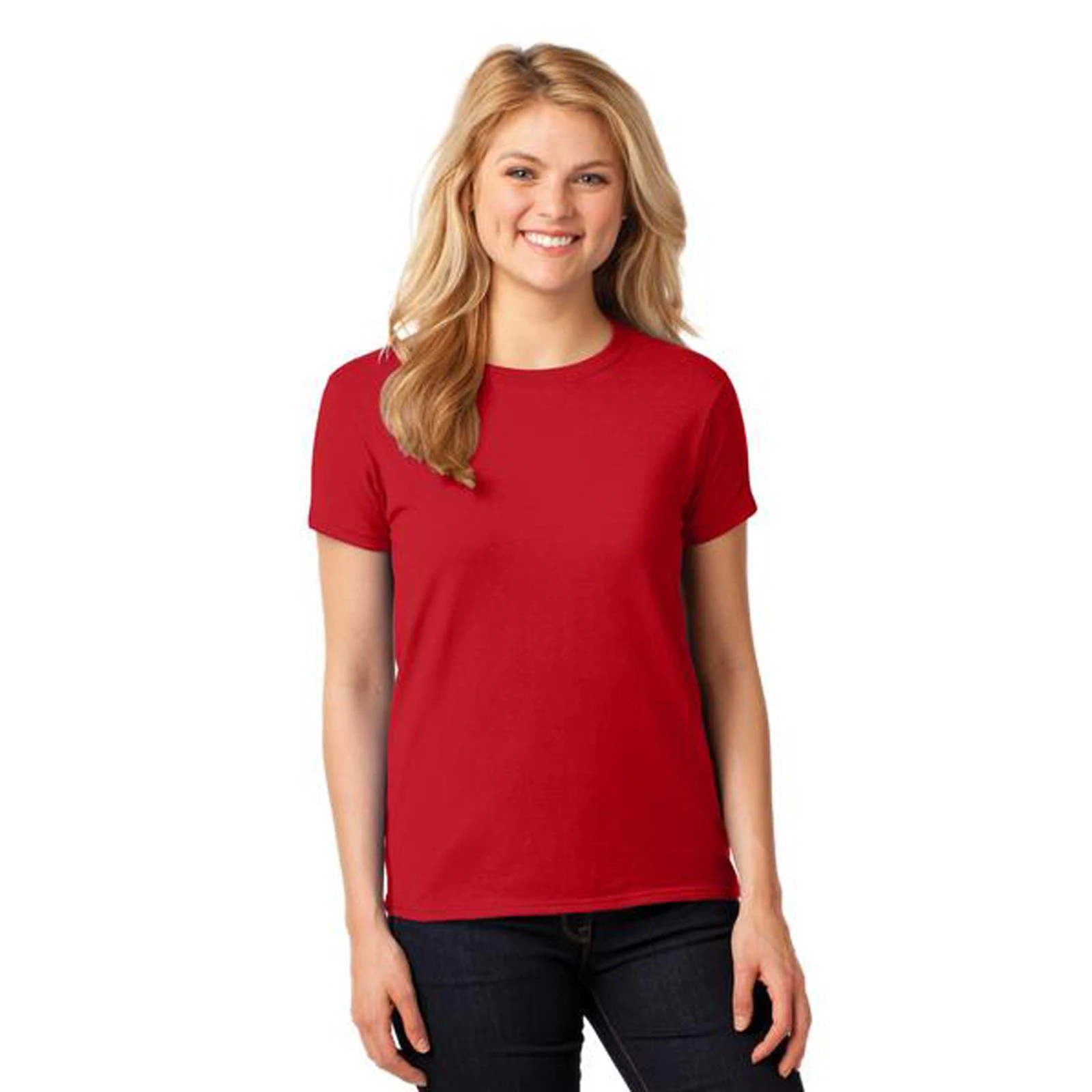 Female Ladies Women's Heavy Cotton Blank Plain Basic T-Shirt Tee Tops - Red