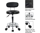 EKKIO Backrest Round Salon Stool with Adjustable Height (Black) EK-SS-101-YB