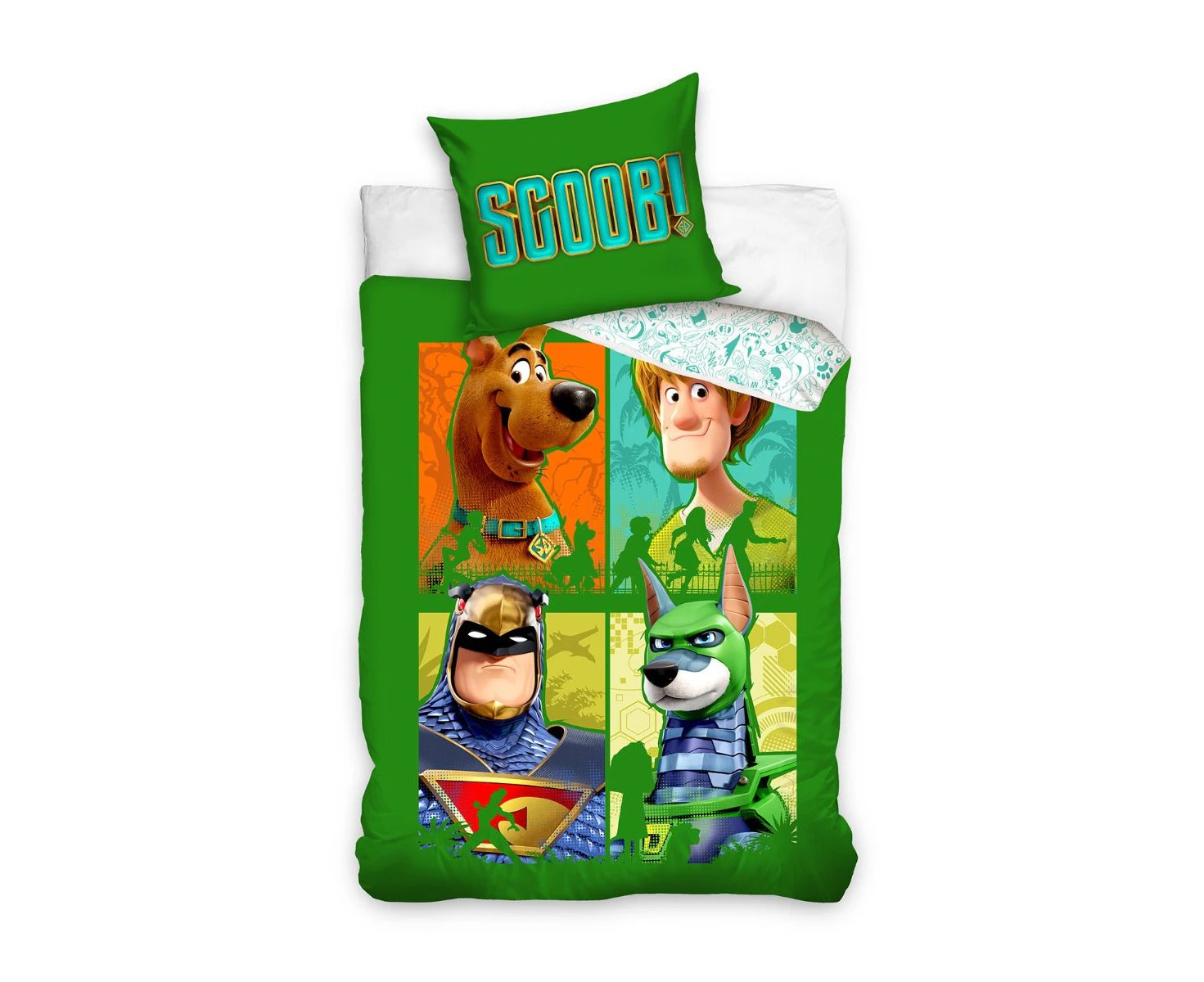 Scooby Doo Green 100% Cotton Single Duvet/Doona/Quilt Cover and Pillowcase Set