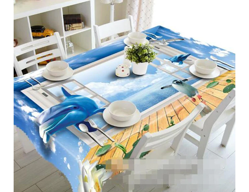 3D Sea Dolphins Penguin 1264 Tablecloth Table Cover Cloth Birthday Party Event AJ WALLPAPER