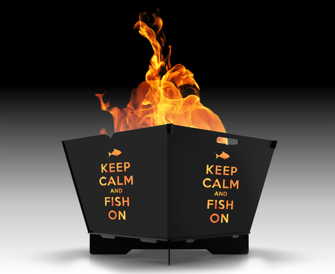 Large MAX Fire Pit Keep Calm and Fish On Fire Pit