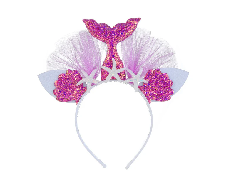 Hairband Mermaid Tail Style High Elasticity Non-Deformed Headband Sequin Fish Tail Hair Accessories for Girls Purple