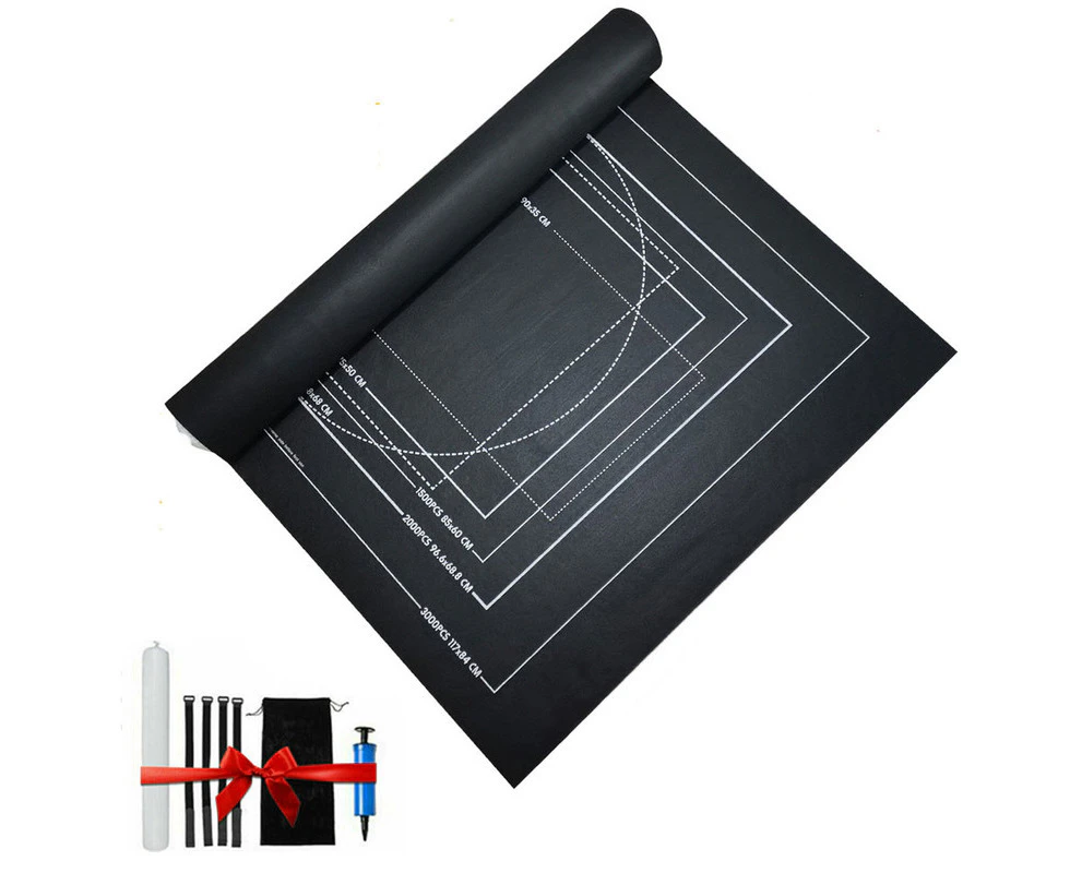 Black Holding 1500 PCS Pieces Jigsaw Puzzle Roll Up Mat Board Felt Large Saver Storage Pad Kit Toys Inflator Tool Set