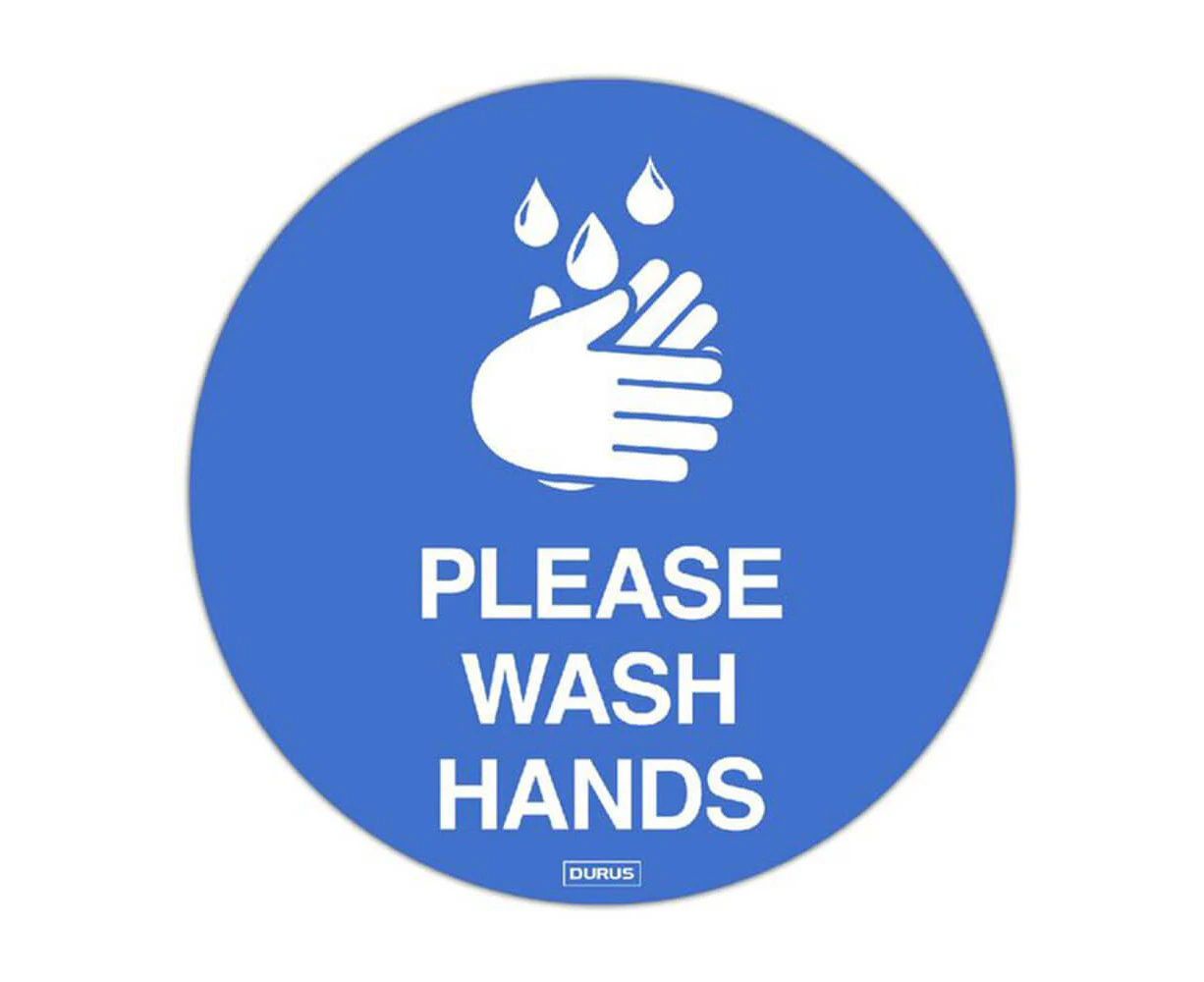 Durus Adhesive Floor Decal (250mm) - Wash Hands