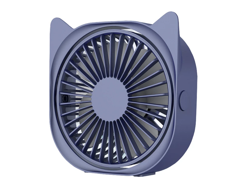 Cat Ears Mini USB Powered Rotatable Desktop Quiet Cooling Fan for Home Office-Blue - Blue