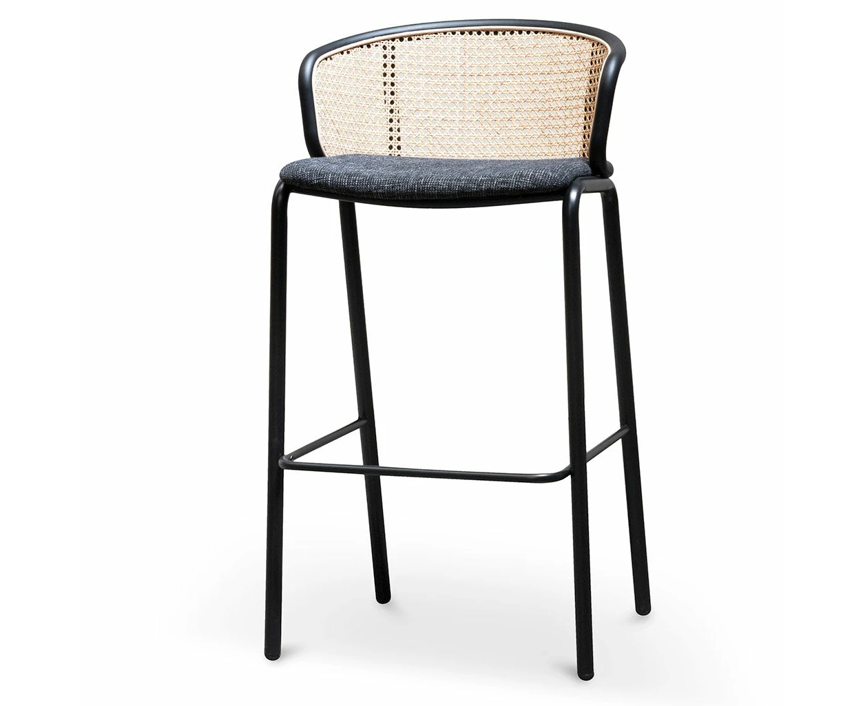 Florine 75cm Fabric Bar Stool - Black Legs