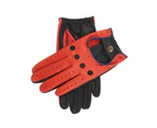 Dents Men's Touchscreen Three Colour Leather Driving Gloves - Tangerine/Black/Blue