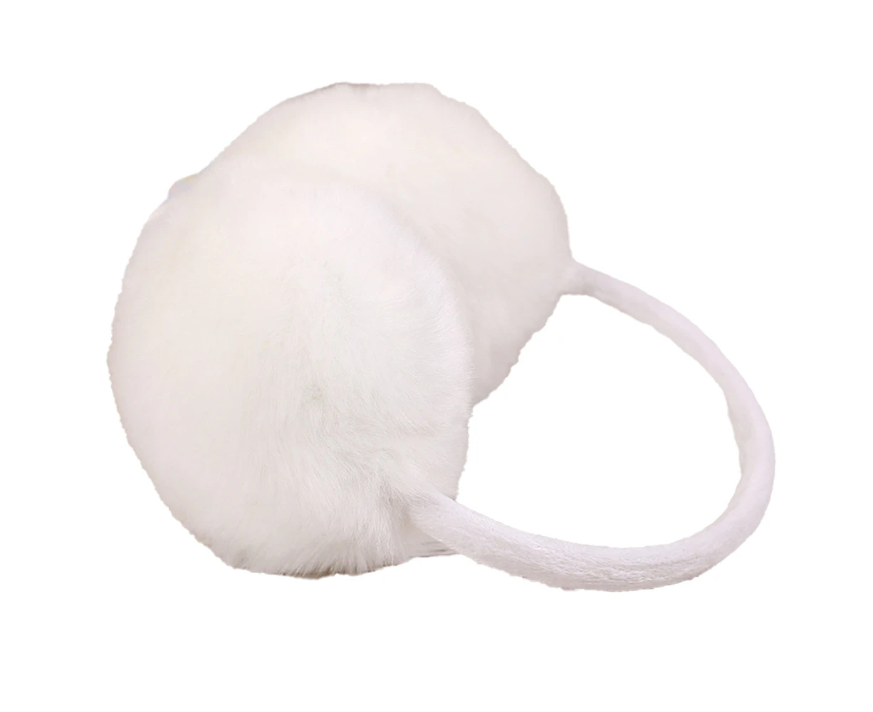 Men's/women's artificial furry warm winter outdoor earmuffs - White