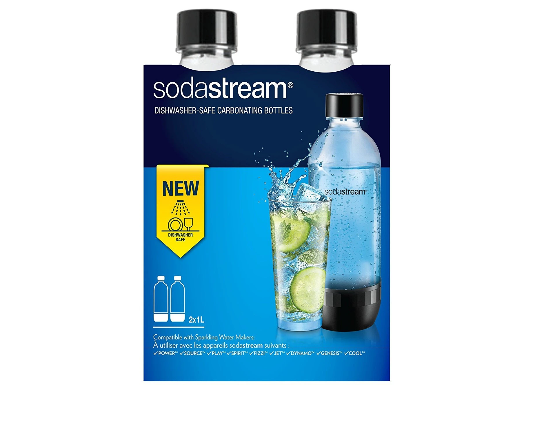 SodaStream 3000242 Classic 2 1L bottles Dishwasher, Plastic, Clear, 18 x 10 x 26 cm