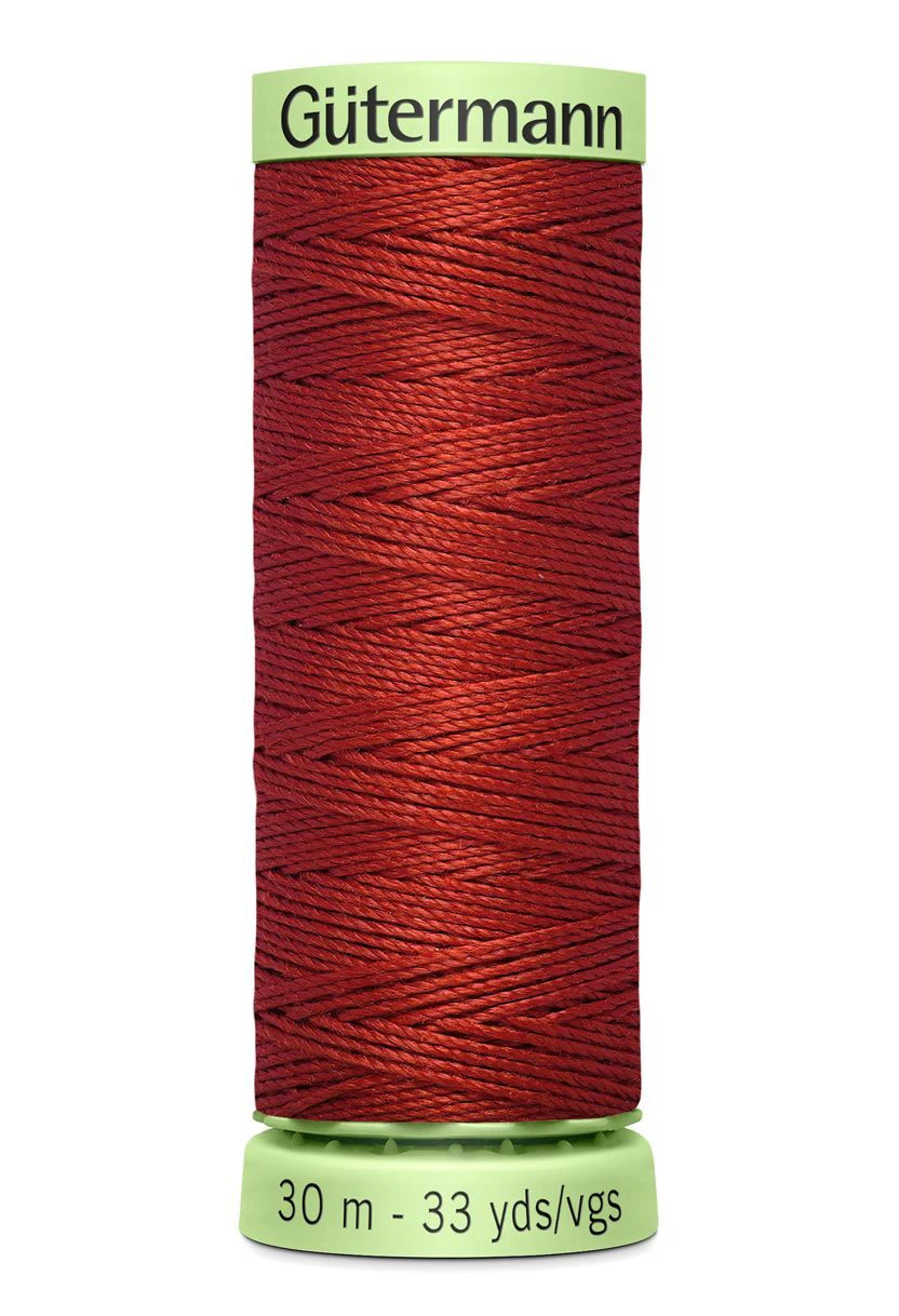 Gutermann Top Stitch Thread #221 DARK RED BROWN 30m Spool High Lustre, Bold Sewing