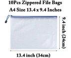 10Pcs Zipper File Bags, Zipper Pouch, PVC Document Bag Zipper Folders Document Pouch Receipts Organizer(A4 Size)