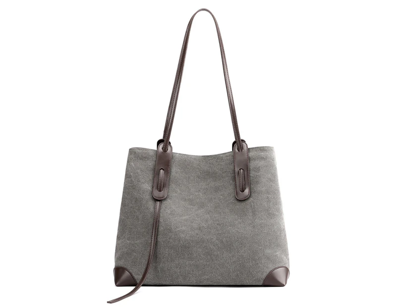 Bag for Women Canvas Casual Tote Large Capacity Travel Female Bag Girl's Fashion Shoulder Bags Solid Simple Practical Handbags (grey)