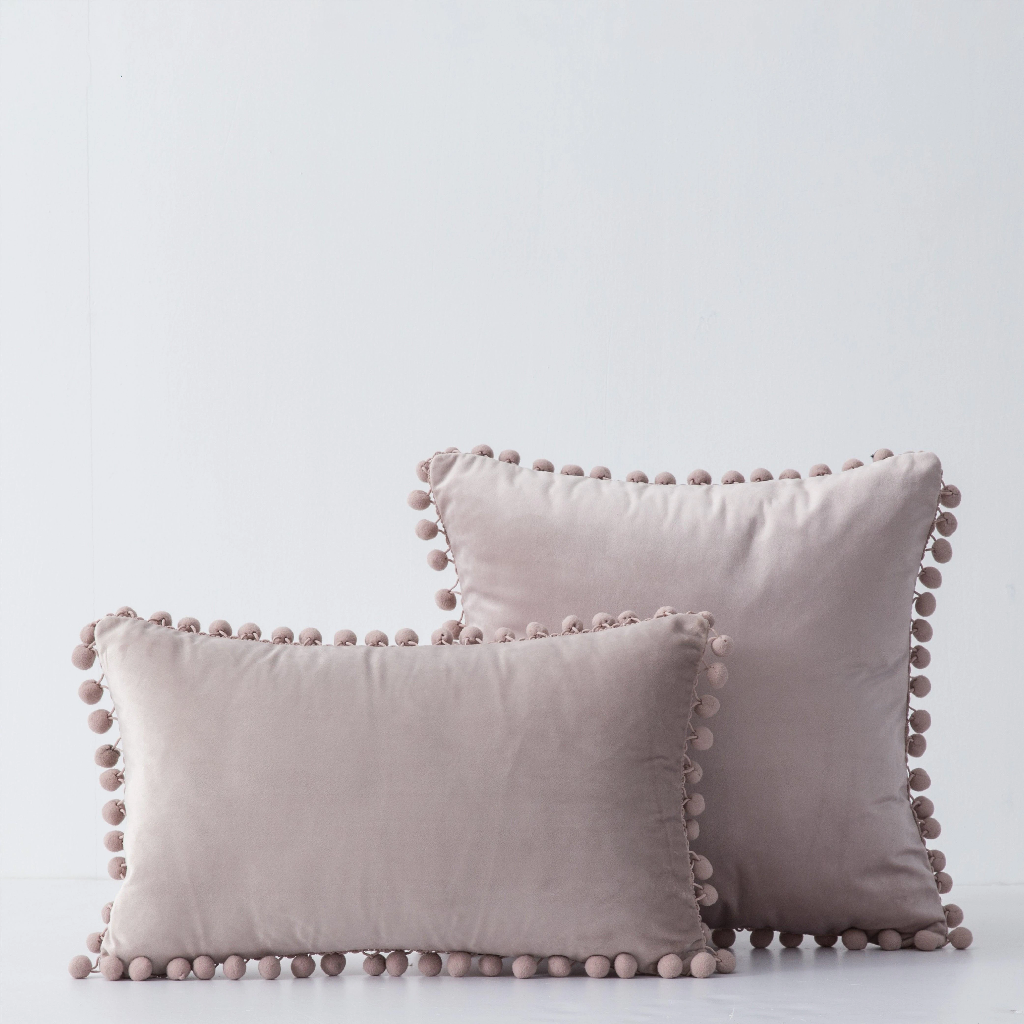 Hyper Cover Pom Pom Velvet Cushion Cover - Champagne