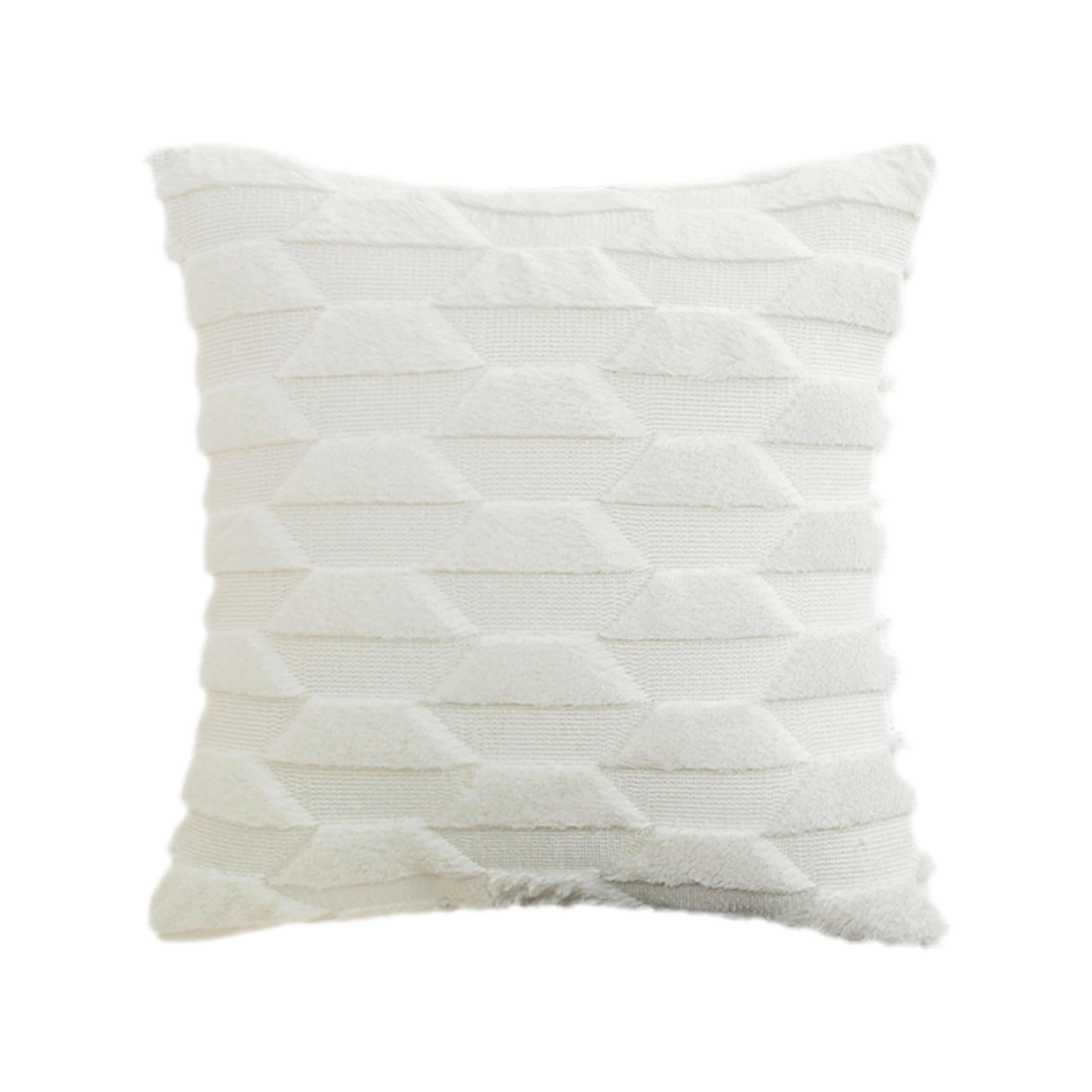 Hyper Cover Trapezoid Tufted Faux Fur Cushion Covers - White