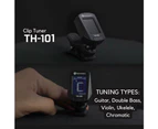 Harmonics TH-101 Clip-on Tuner for Guitar, Bass, Violin, Ukulele, Chromatic, Guitar Tuner with LED Screen, Black
