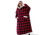 Winter Oversized Wearable Blanket Fleece Hoodies - Dark pink