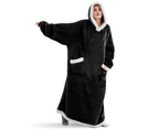 Winter Oversized Wearable Blanket Fleece Hoodies - Black