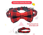 2-piece kitten collar plaid cat collar with detachable bowknot cat collar for kittens