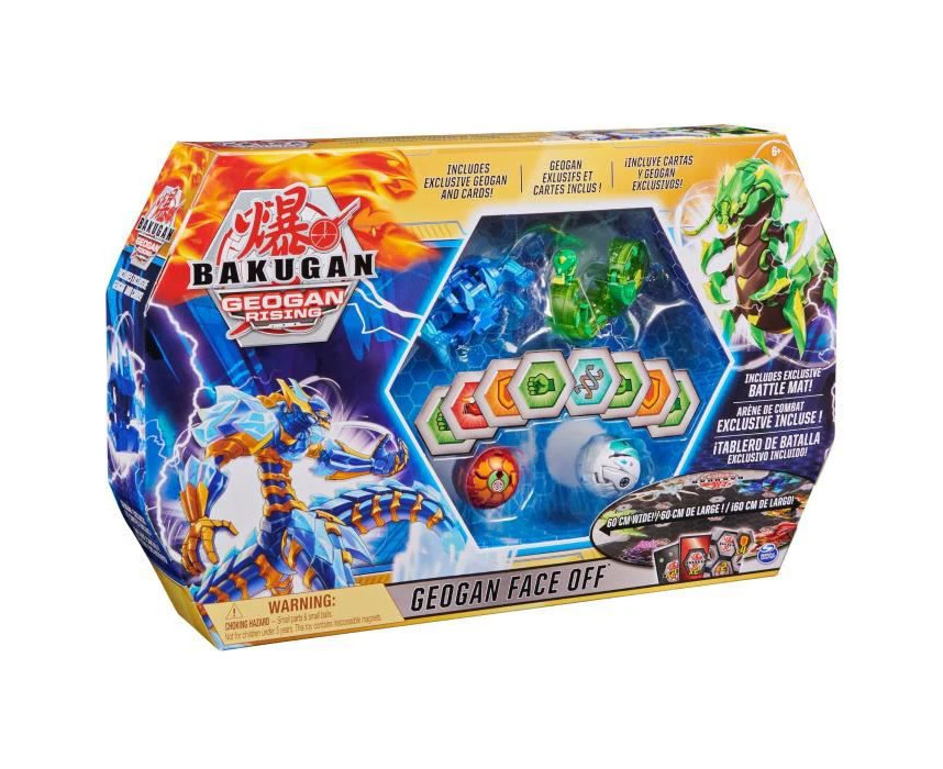 BAKUGAN - Coffret Face Off Bakugan Saison 3 - 6063623 - Figurines et Arene Bakugan transportable Geogan Rising