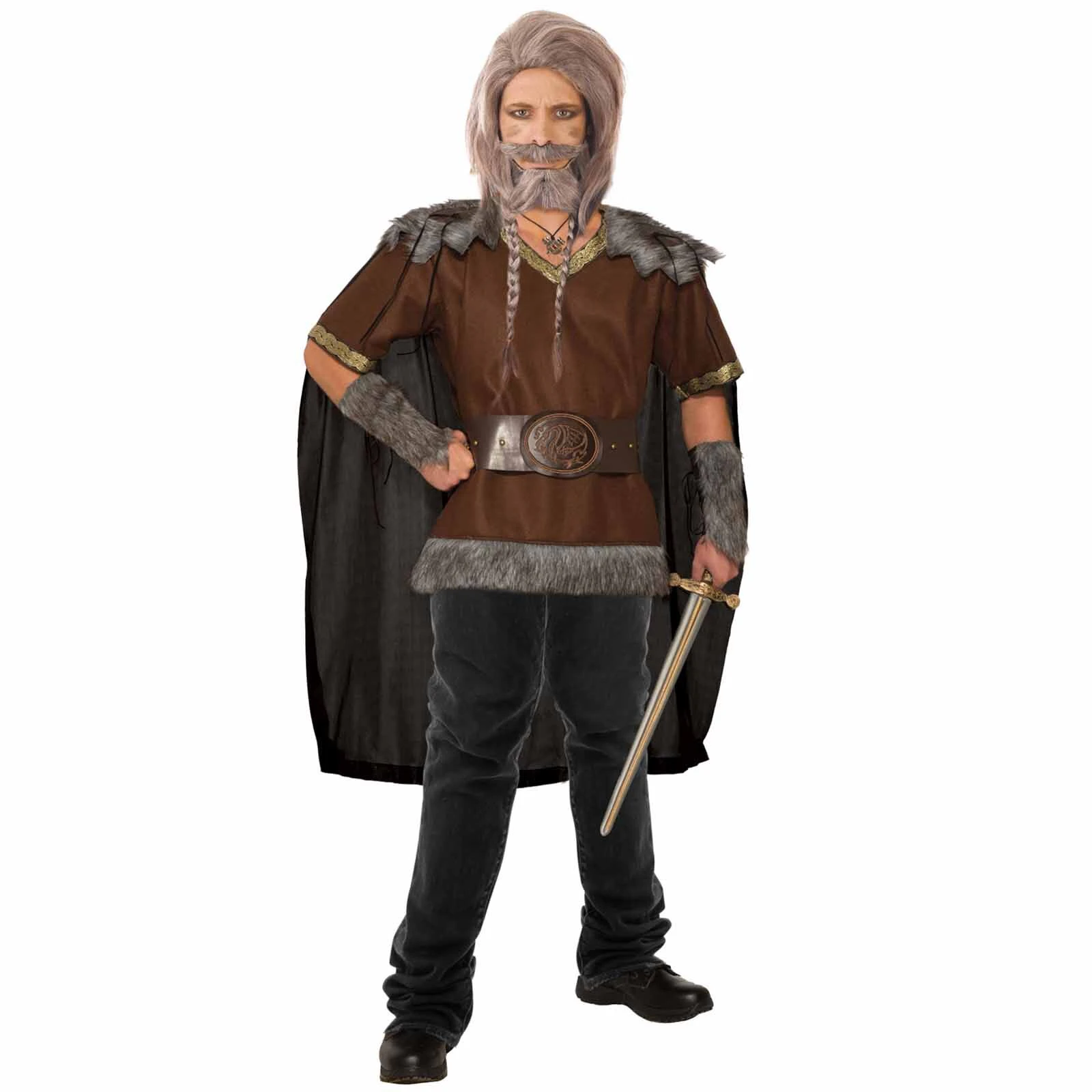 Viking Warrior Costume (Tunic, Cape, Belt) - Adult