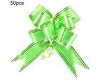 50 Pcs/Set Pull Bows Bright Colors Beautifully Hand-drawn  Wide Applications Bow-knot Shape Pull Flower Ribbons Gift Wrapping Supplies-Fluorescent Green