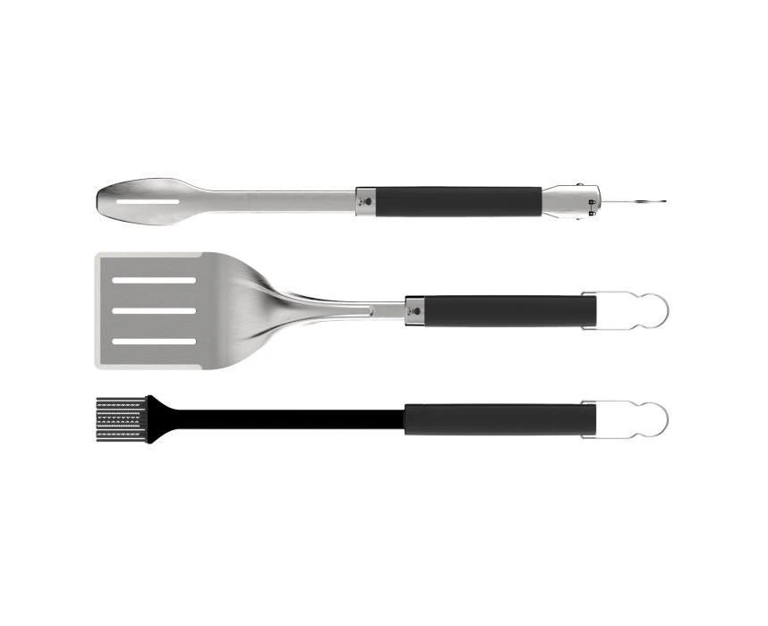 Weber Premium BBQ Tools Set - 3 Pcs | Stainless Steel Tongs, Spatula & Baster for Barbeque Cooking | BBQ Metal Utensils | High Quality BBQ Accessories for