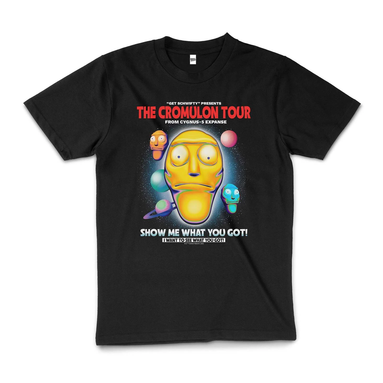 Rick And Morty Get Schwifty Cromulon Tour Cotton T-Shirt Unisex Tee Black - Black