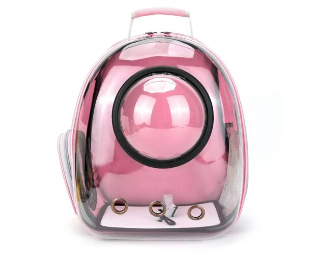 Cat Dog Breathable Pet Carrier Bag Outdoor Travel Transparent Space Backpack AU - Pink