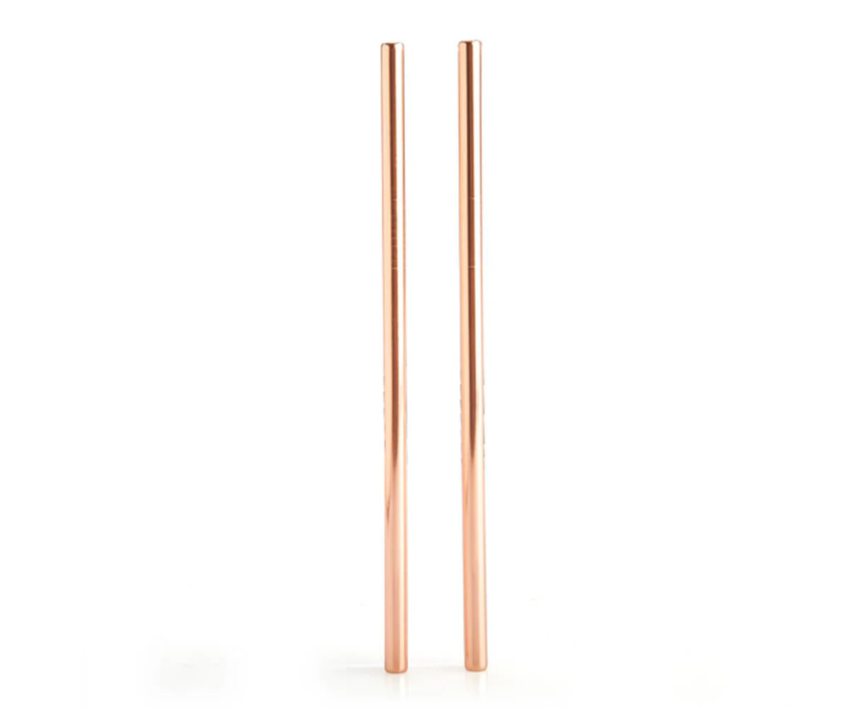 8mm Rose Gold Metallic Steel Straws (30 pcs)