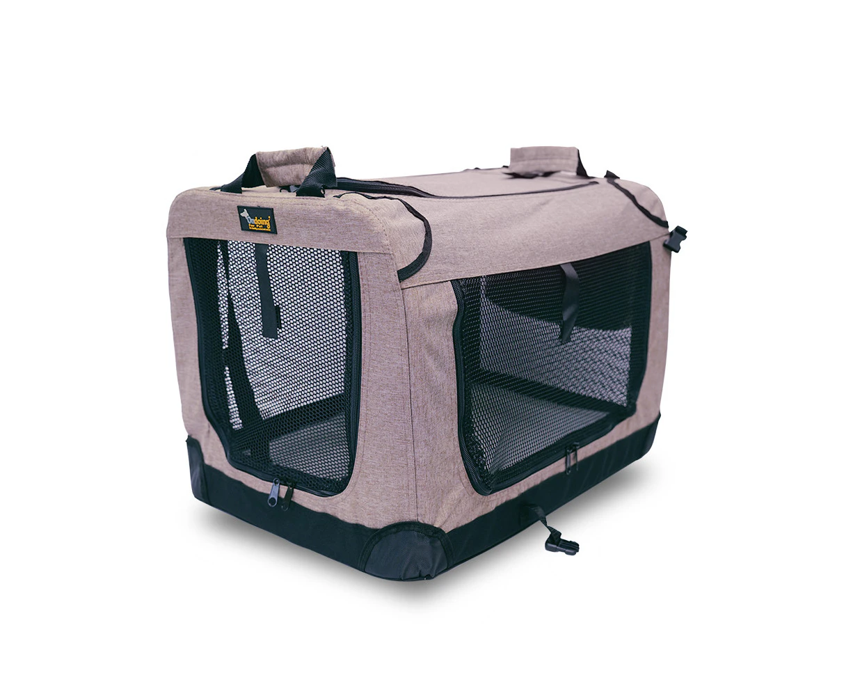 70x52x52CM Khaki Foldable Dog Cat Carrier Pet Soft Crate Bed Cage Kennel Tent Bag Travel Outdoor for Pets Under 22.5KG