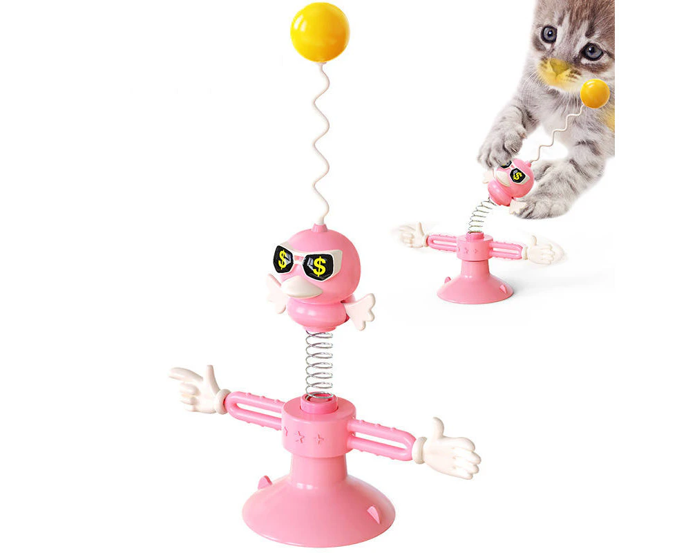 Miserwe Cats Springs Toys Teaser Stick Balls Suction Cup Interactive Pet Supplies-Pink