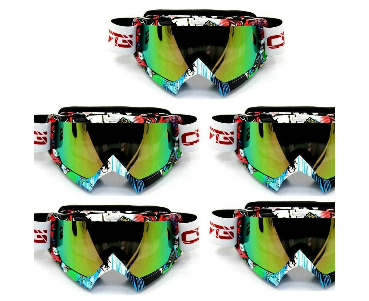 MX Motocross Motorcycle MTB Goggles White & Red Bulk 5pcs