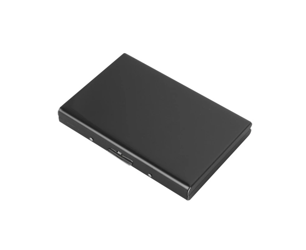 Black Deluxe Anti RFID Blocking Credit Card Holder Protector Case Slim Stainless Steel Metal ID Card Wallet Purse