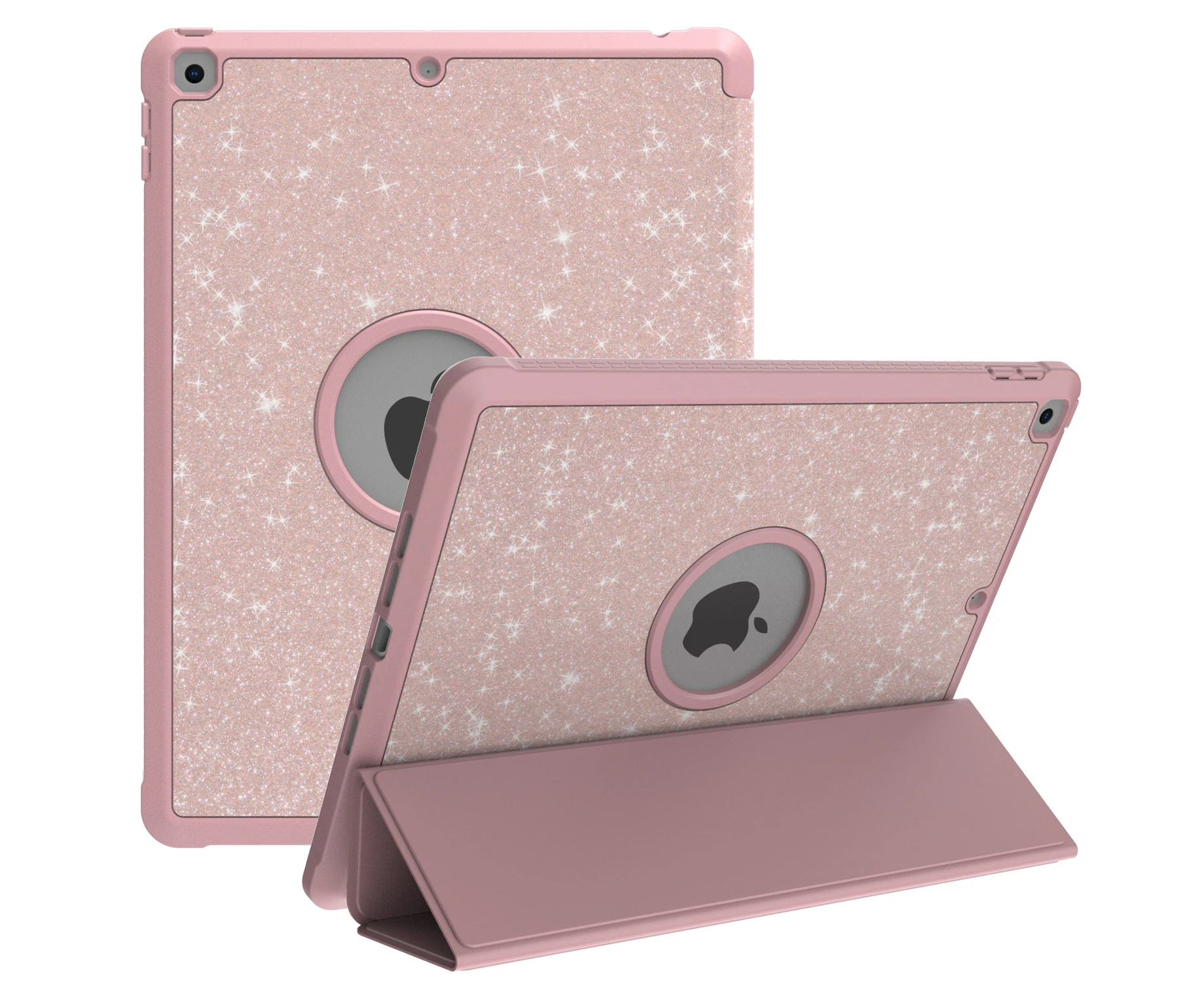 GWL Glitter PU Leather Protective Case for iPad 10.2 inch-Pink