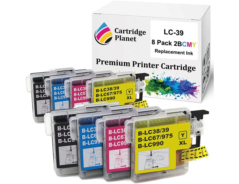8 Pack (2BK,2C,2M,2Y) Compatible Ink for Brother LC-39 LC39 for Brother DCPJ125 DCPJ140W DCPJ315W DCPJ515W MFCJ220 MFCJ265W MFCJ410 MFCJ415W