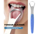 Hollow Hole Tongue Cleaner Double Side Lightweight Tongue Scraper Oral Brush with Portable Case for Travel-Blue