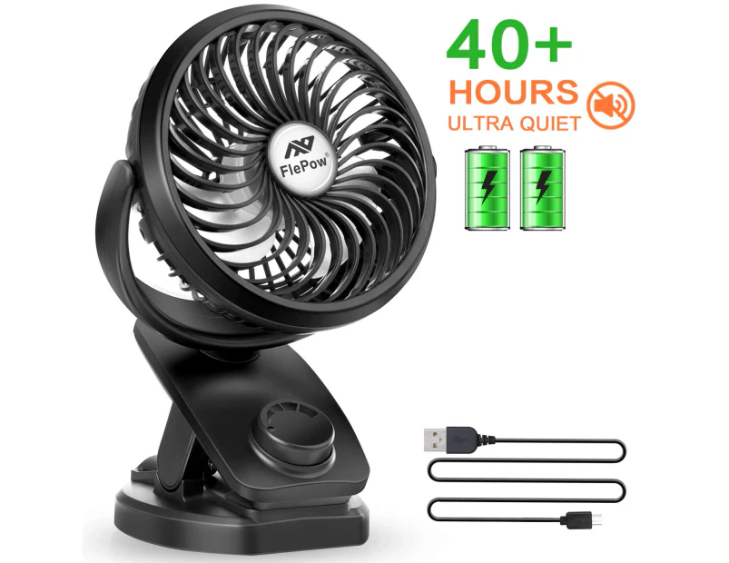 PRBESTGOODS Portable Fan Personal Handheld Fan with Removable Base 3 Speed USB Rechargeable Silent D