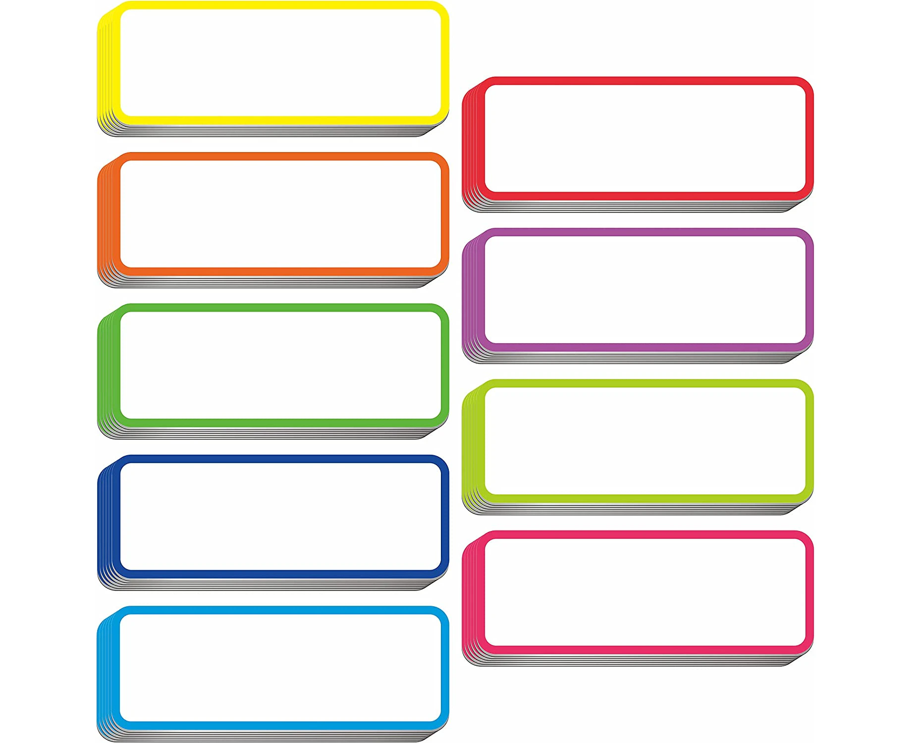 50 PCs Magnetic Dry Erase Reusable Name Tag Label Plate Rainbow Neon Sticker in 5 Colors for Whiteboards Locker Fridge School Office Home