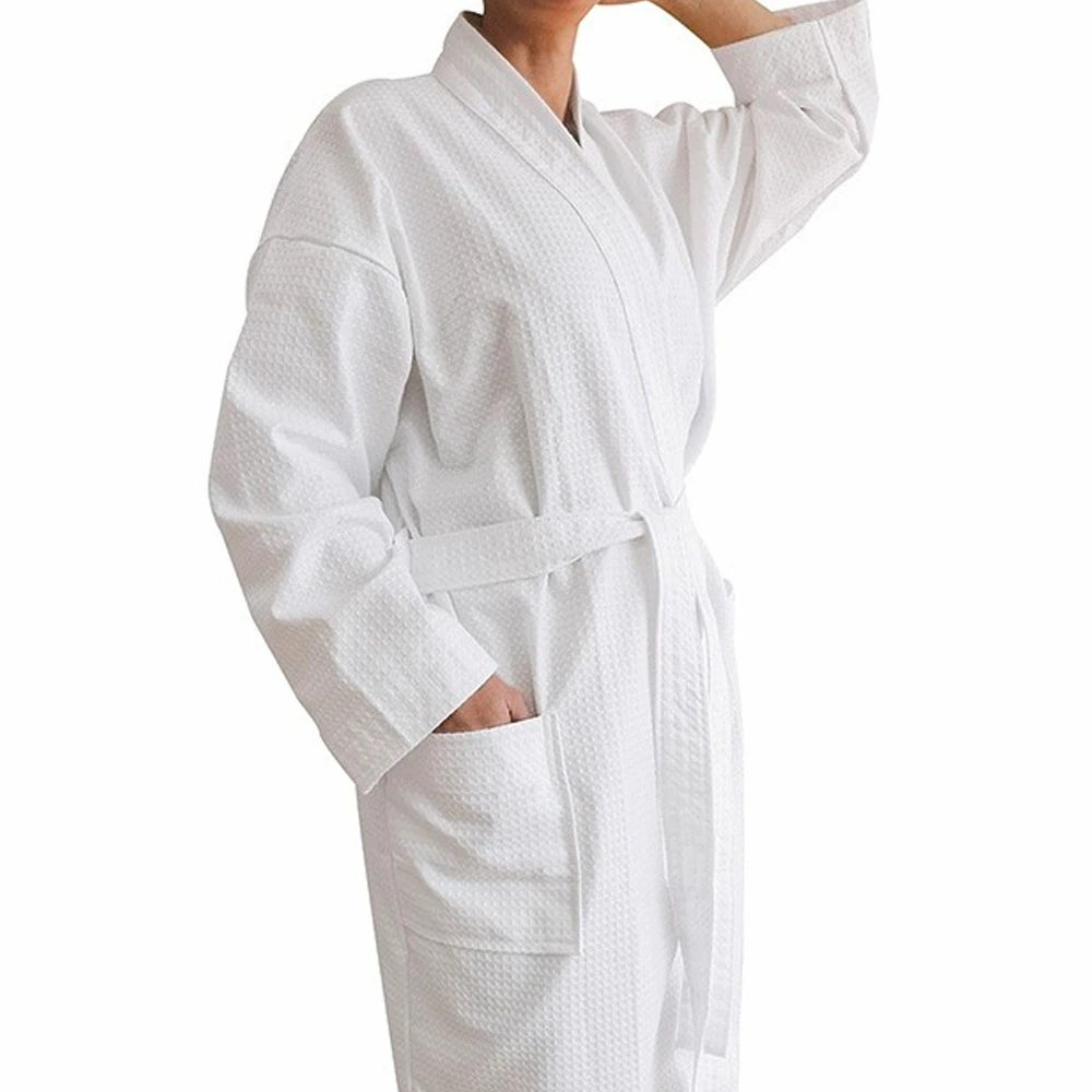 Jason Commercial Waffle Kimono Bathroom/Bedroom Robe Set 127cm White 240GSM - White