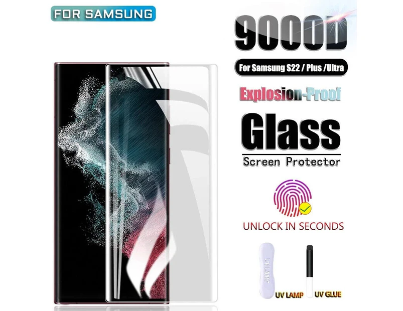 Samsusng Galaxy S21 5G UV 3D Curved Tempered Glass Screen Protector with UltraSonic Fingerprint Scanner & S Pen & Upgraded Easier UV Gel Application-S21 5G