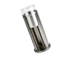 Stainless Steel Round Cotton Swab Makeup Pad Holder Case Desktop Storage Box-Silver - Silver