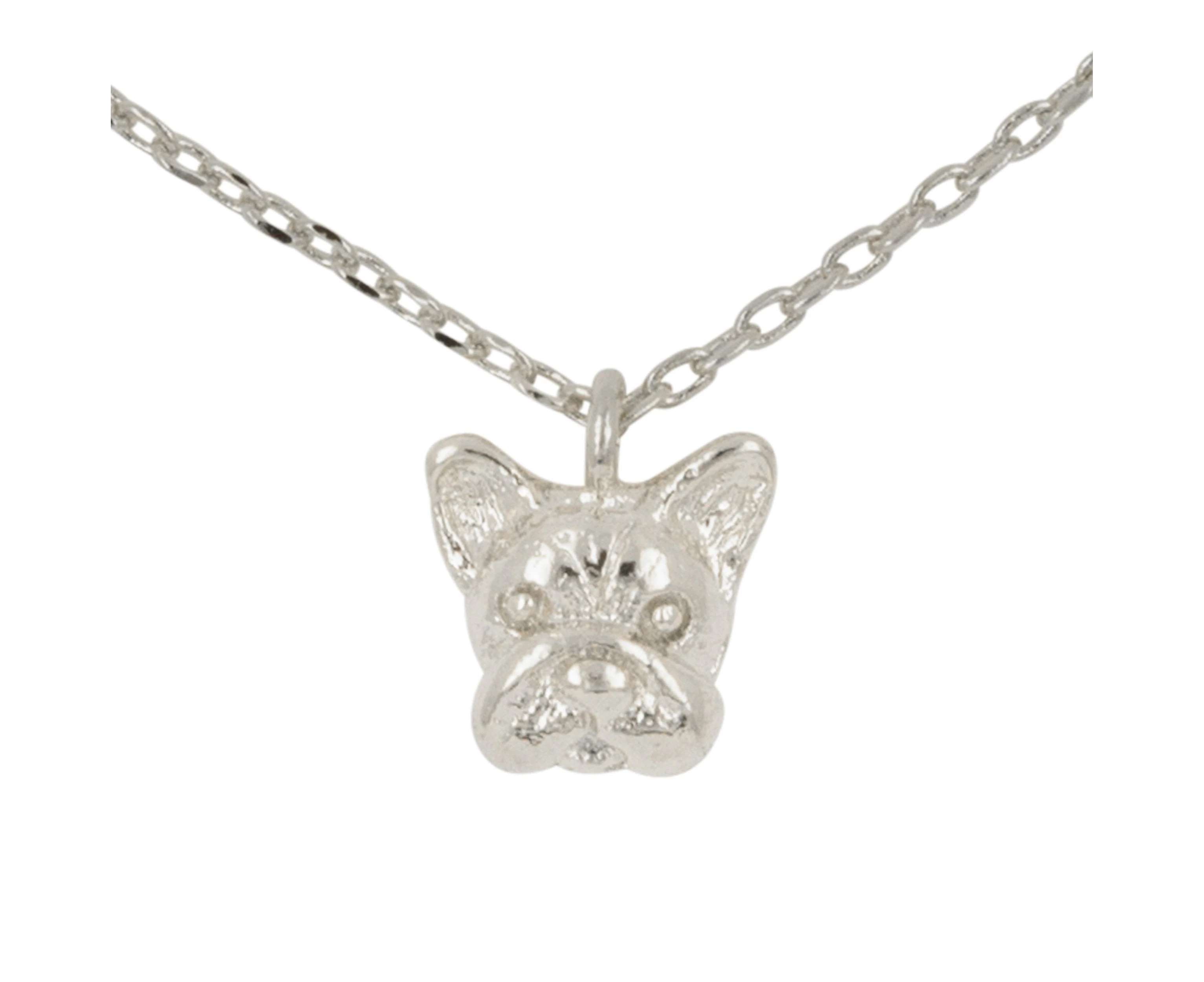 Short Story Necklace French Bulldog Bubble - Silver