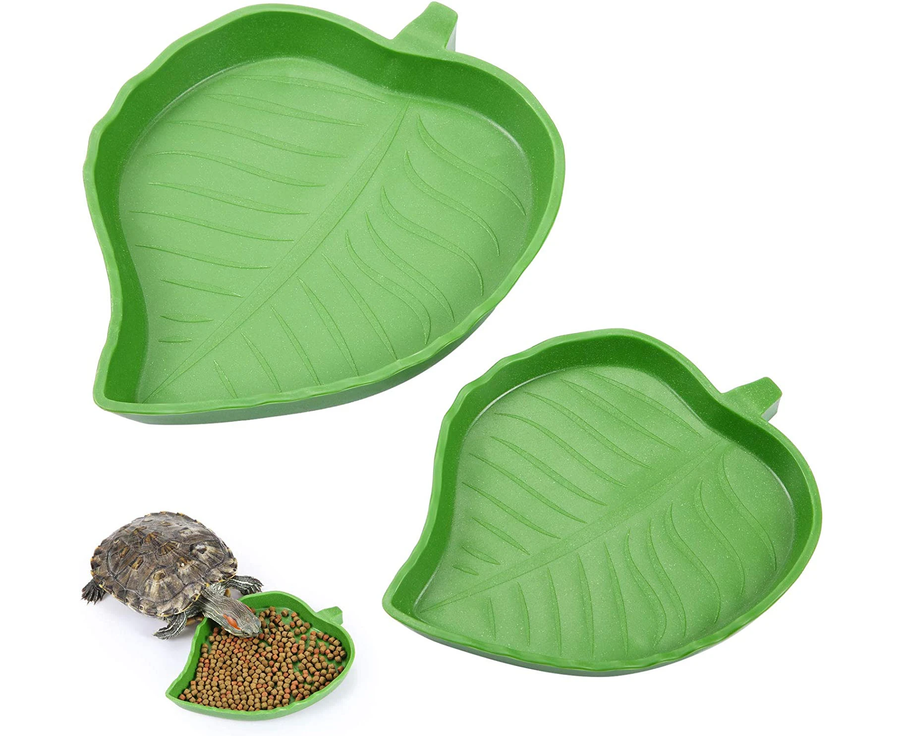 2 Pieces Leaf Reptile Food Water Bowl Plate Dish for Tortoise Corn Snake Crawl Pet Drinking and Eating