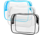 Clear Toiletry Bag, 3 Pack Toiletry Bag Quart Size Bag, Travel Makeup Cosmetic Bag for Women Men, Carry on Airport Airline Compliant Bag - Black White Blue