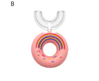 Professional U-Shaped Toothbrush Cute Adorable Cartoon Dinosaur/Donut Design Oral Brush for Kids-Pink M