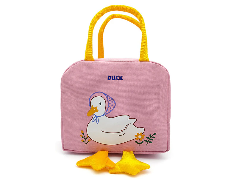 Cartoon Duck Insulated Kids Lunch Bag - Pink